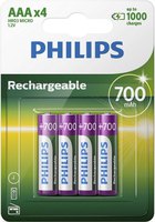 Philips Rechargeable Batteries R03B4A70 Aaa 700Mah Pack4